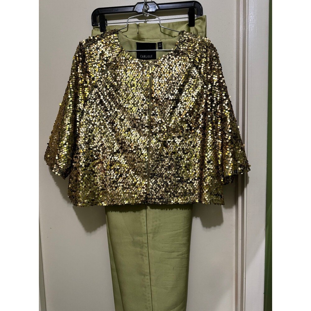CARLISLE DESIGNER PANTSUIT SEQUENCE GREEN  size 16